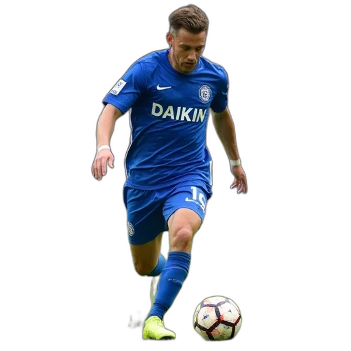soccer, player, blue, jersey transparent PNG cut-out
