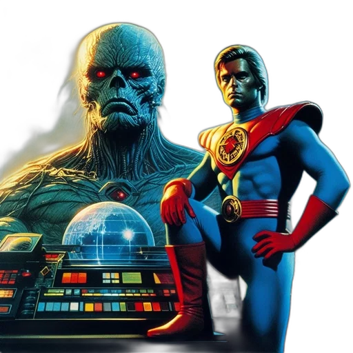 comic book art, concept art, outer space, two transparent PNG cut-out