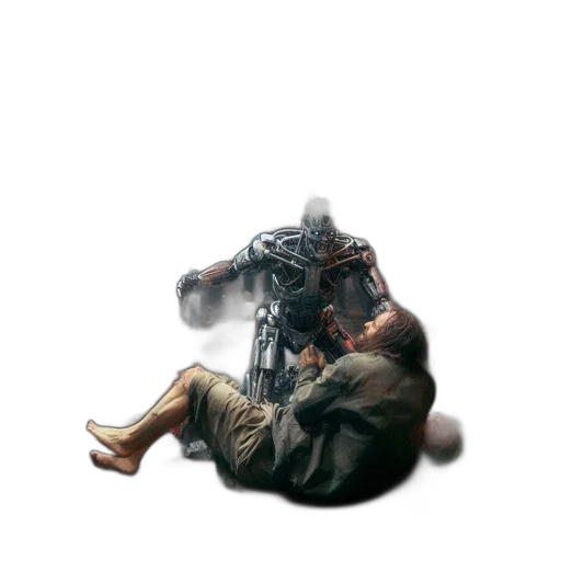 weapon, jacket, face, creature transparent PNG cut-out