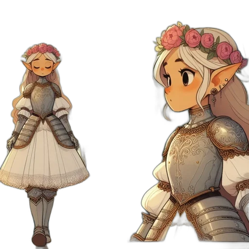 crown, dress, flower, concept art transparent PNG cut-out