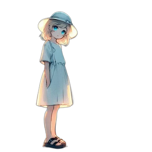 dress, hat, staff, umbrella transparent PNG cut-out