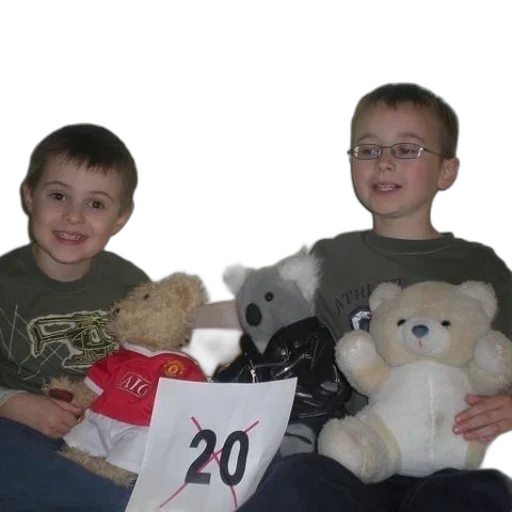 two, boys, sit, stuffed transparent PNG cut-out