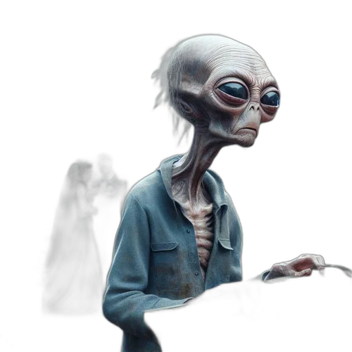 creature, robot, staff, face transparent PNG cut-out