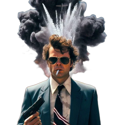 jacket, staff, hair, robot transparent PNG cut-out