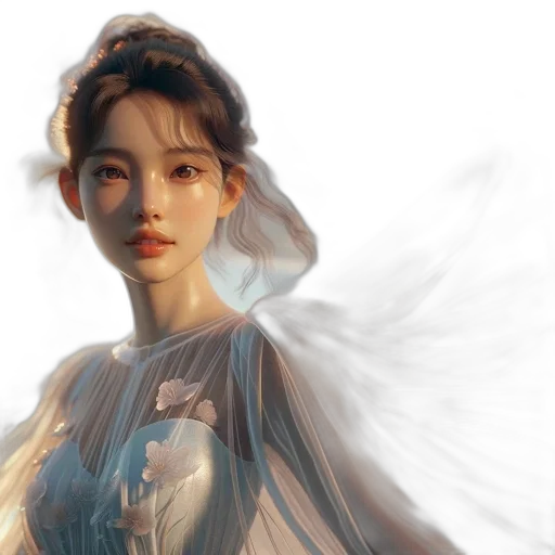 face, dress, fantasy art, photorealistic transparent PNG cut-out