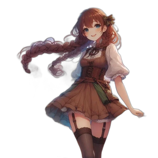 dress, staff, weapon, hair transparent PNG cut-out