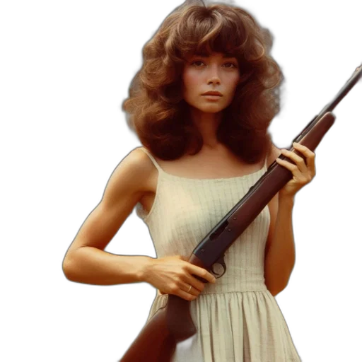 weapon, hair, dress, photorealistic transparent PNG cut-out