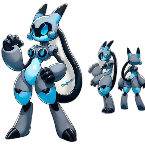 robot, concept art, 3d render, blue transparent PNG cut-out