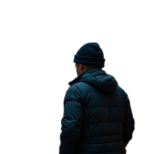 jacket, hat, face, staff transparent PNG cut-out