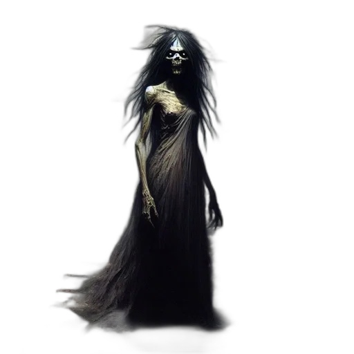 dress, creature, hair, mask transparent PNG cut-out