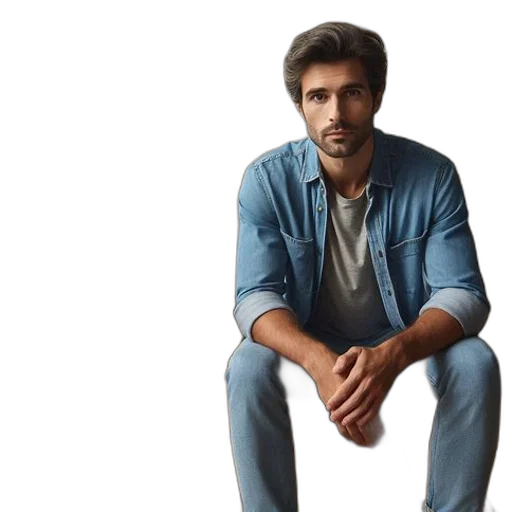 jacket, furniture, face, photorealistic transparent PNG cut-out