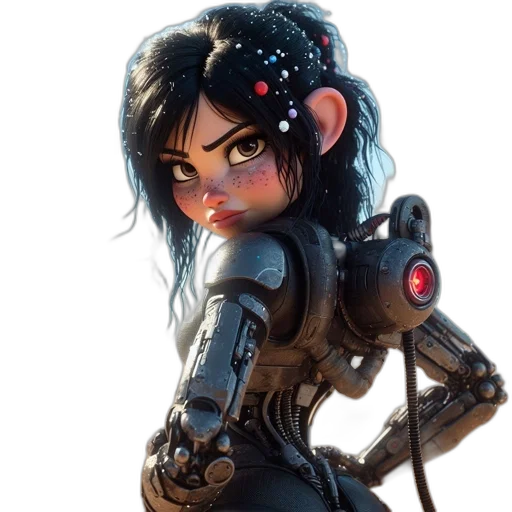 robot, staff, concept art, cyberpunk transparent PNG cut-out