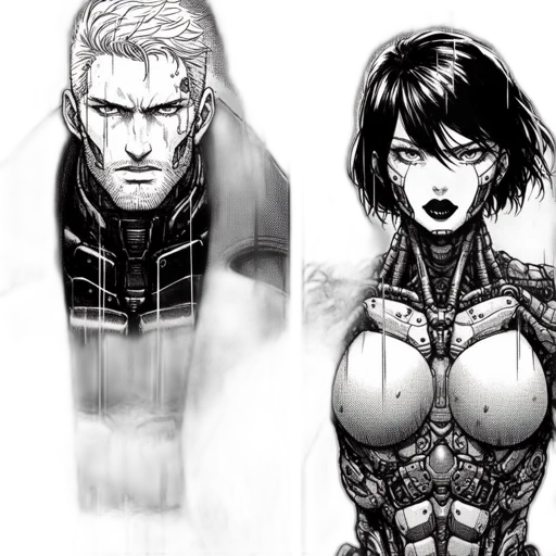 comic book art, concept art, cyberpunk, fantasy art transparent PNG cut-out
