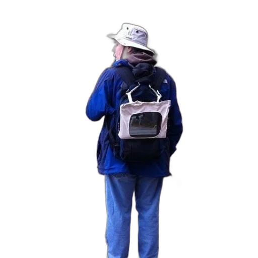 jacket, hat, staff, robot transparent PNG cut-out