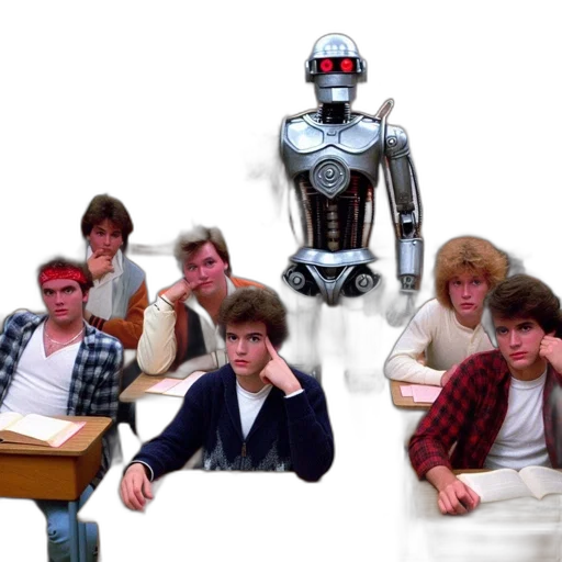 robot, concept art, 3d render, students transparent PNG cut-out