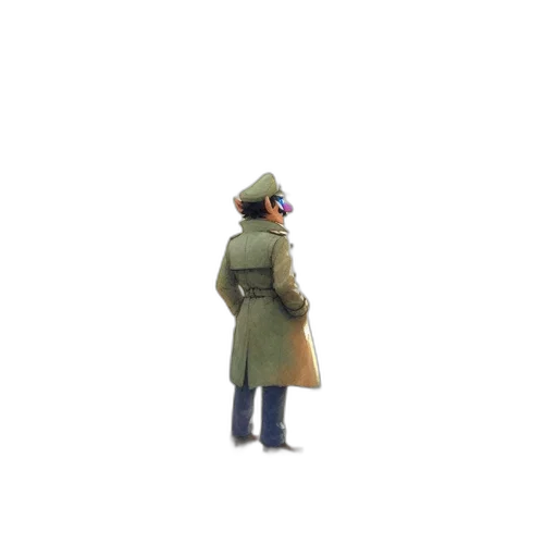 jacket, hat, staff, weapon transparent PNG cut-out