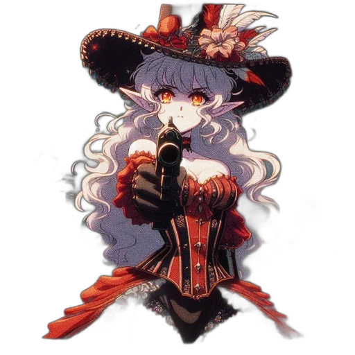 hat, staff, weapon, dress transparent PNG cut-out