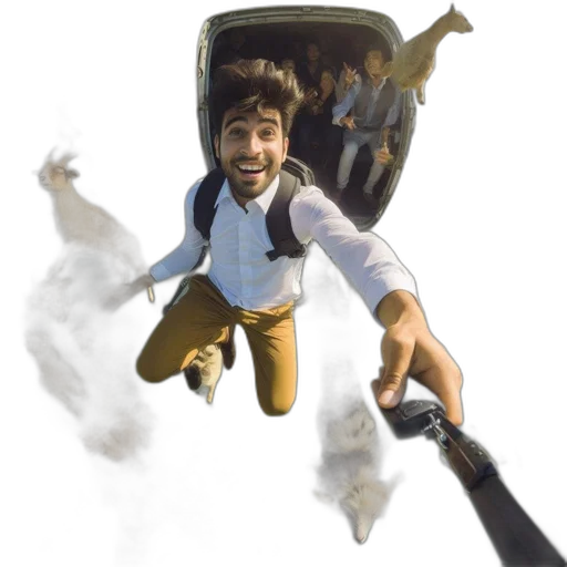 staff, umbrella, shoes, car transparent PNG cut-out