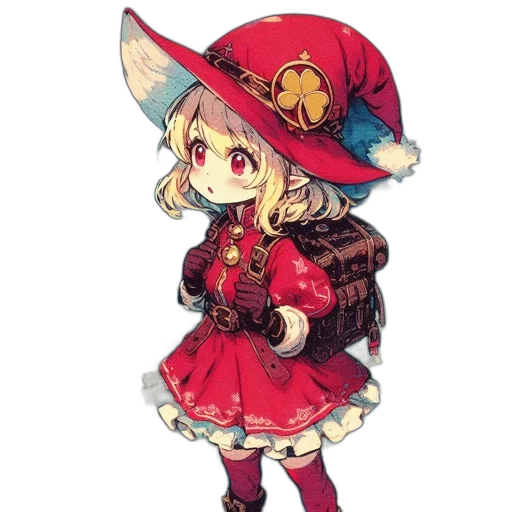 hat, staff, dress, weapon transparent PNG cut-out