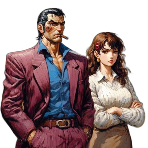 jacket, face, comic book art, concept art transparent PNG cut-out