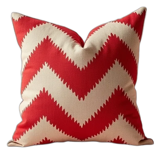 red, beige, zigzag, pillow transparent PNG cut-out