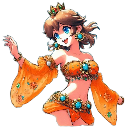 crown, dress, flower, staff transparent PNG cut-out