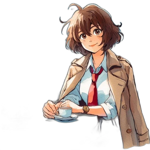 jacket, staff, anime, watercolor transparent PNG cut-out