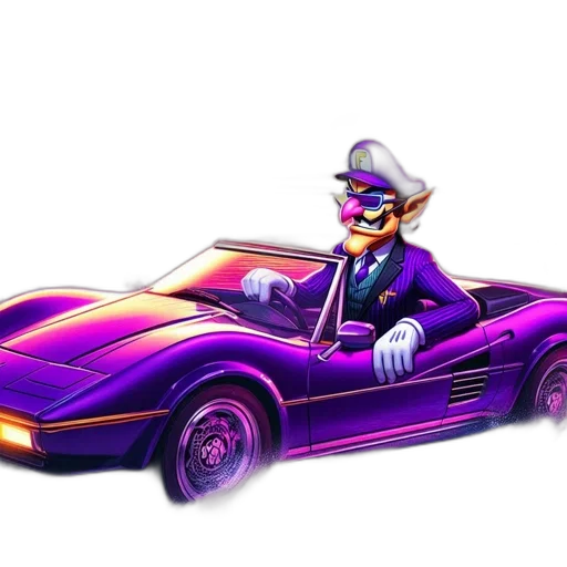 car, concept art, vaporwave, 3d render transparent PNG cut-out
