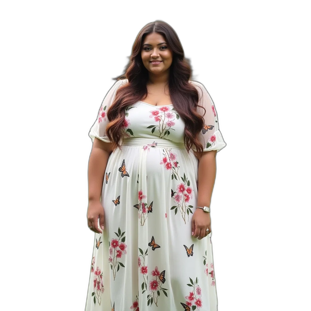 dress, heavyset, woman, long transparent PNG cut-out