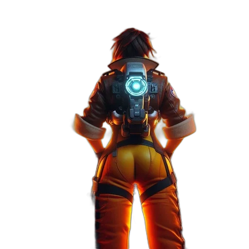 jacket, weapon, staff, cyberpunk transparent PNG cut-out