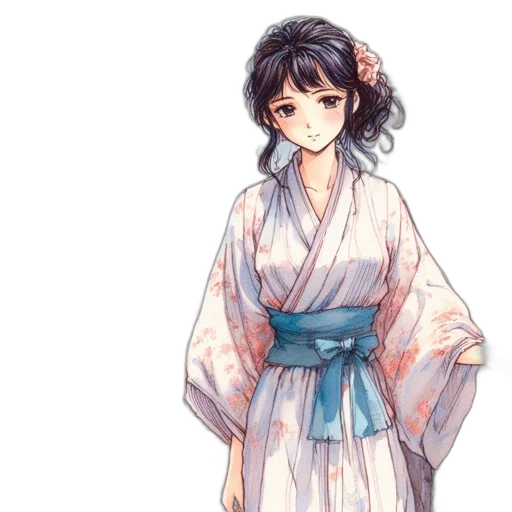 dress, staff, anime, watercolor transparent PNG cut-out