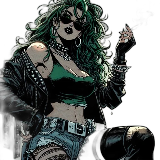 comic book art, concept art, cyberpunk, cartoon transparent PNG cut-out