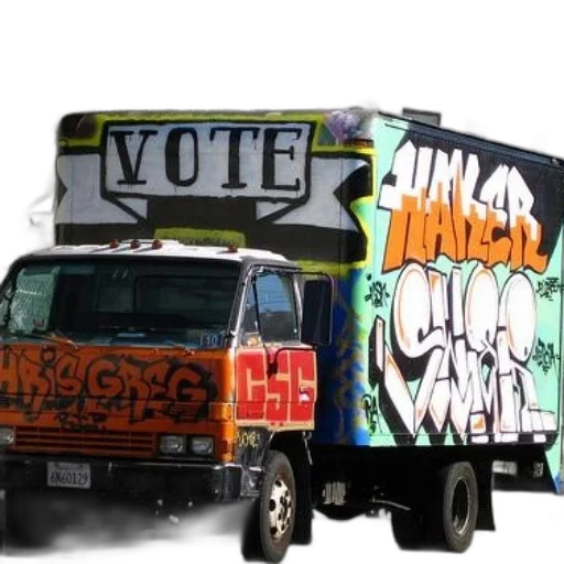 car, concept art, graffiti-covered, truck transparent PNG cut-out