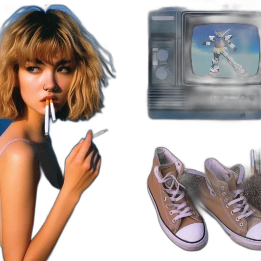 shoes, vaporwave, concept art, blue transparent PNG cut-out