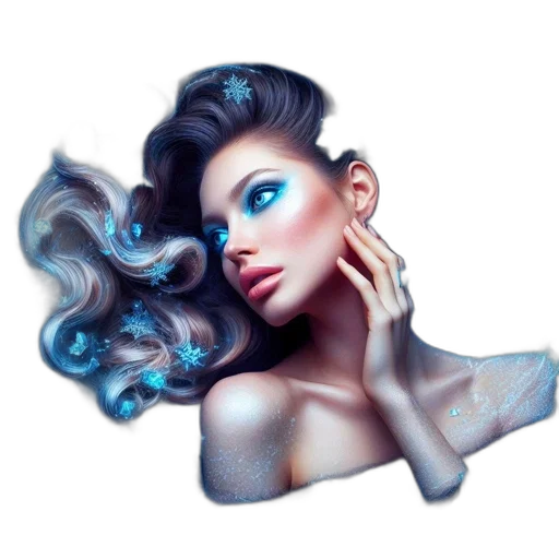 hair, jewelry, face, photorealistic transparent PNG cut-out