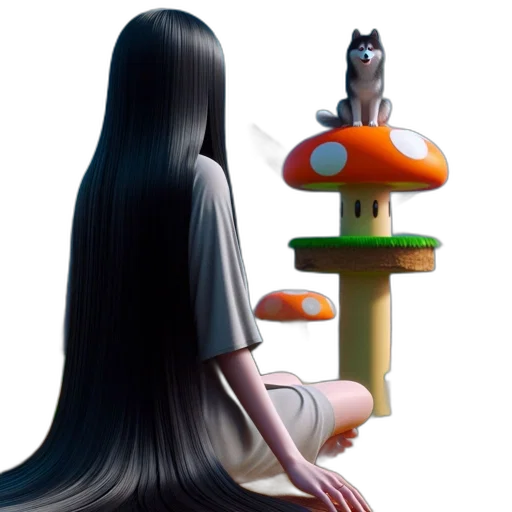 hair, dress, staff, crown transparent PNG cut-out