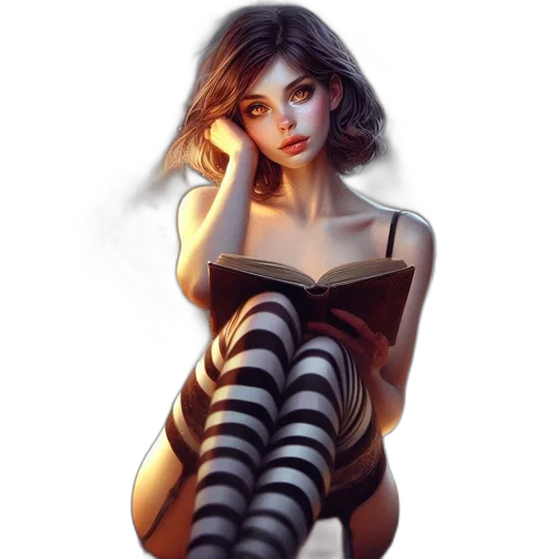 dress, face, shoes, fantasy art transparent PNG cut-out