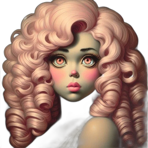 hair, face, fantasy art, photorealistic transparent PNG cut-out