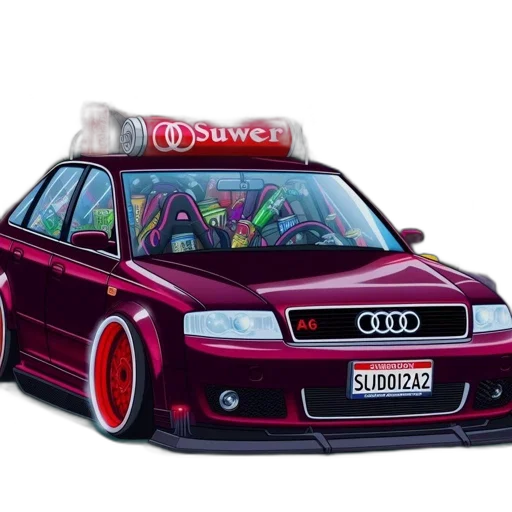 car, weapon, animal, vaporwave transparent PNG cut-out