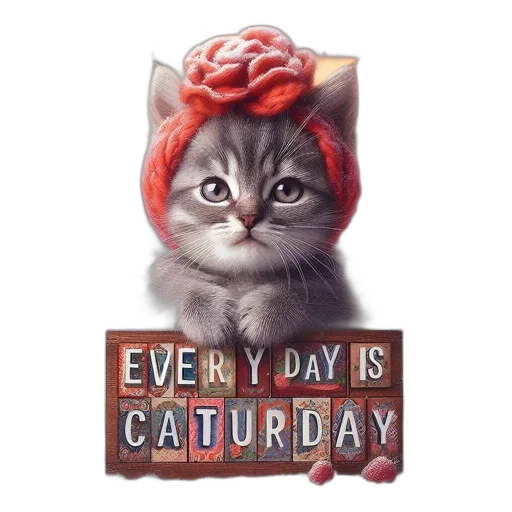 hat, photorealistic, watercolor, kitten transparent PNG cut-out