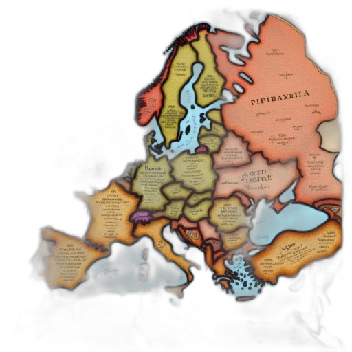 detailed, map, europe, decorative transparent PNG cut-out