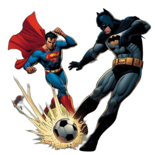 comic book art, concept art, superman, batman transparent PNG cut-out