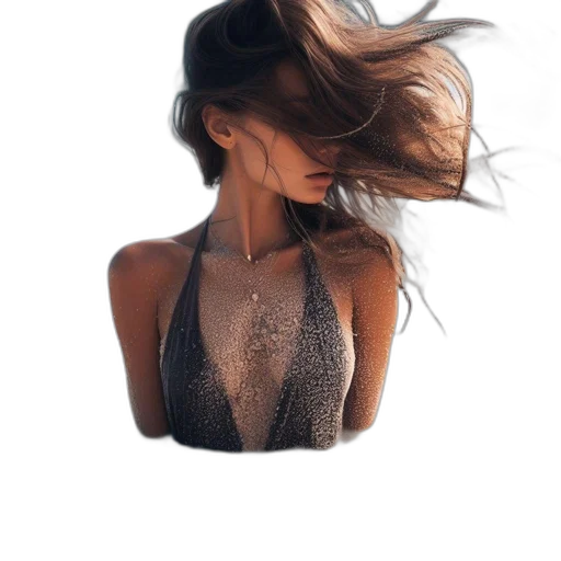 dress, hair, jewelry, jacket transparent PNG cut-out