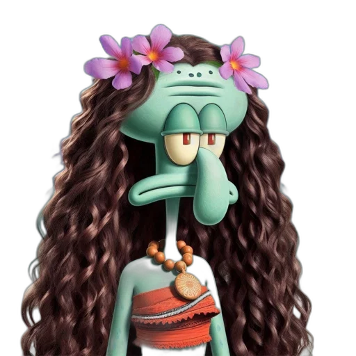 dress, crown, hair, staff transparent PNG cut-out