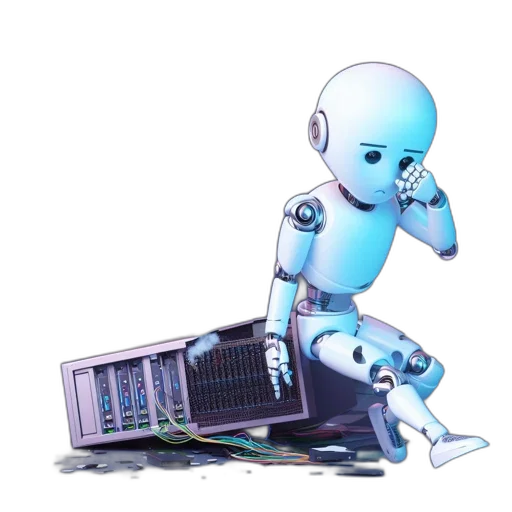 robot, cyberpunk, 3d render, vaporwave transparent PNG cut-out