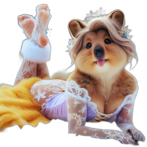 dress, crown, animal, creature transparent PNG cut-out
