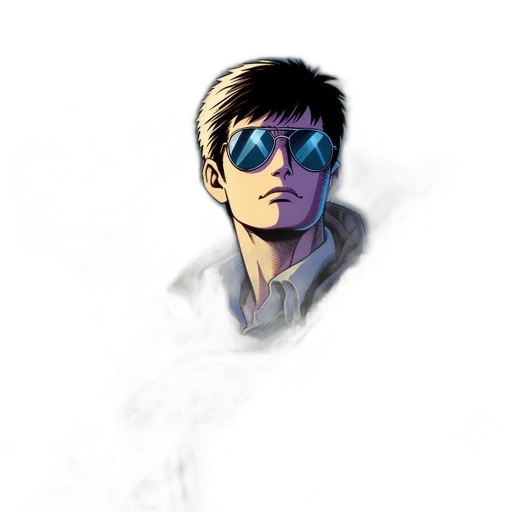jacket, mask, face, comic book art transparent PNG cut-out