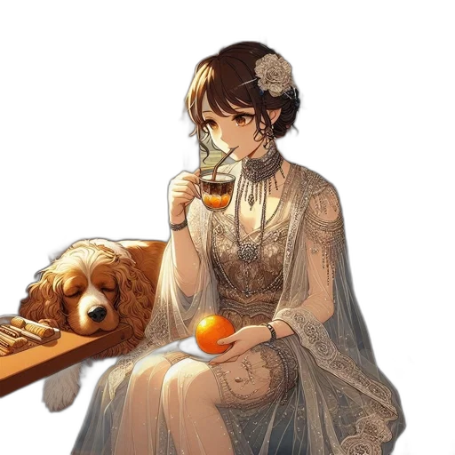 dress, food, concept art, fantasy art transparent PNG cut-out