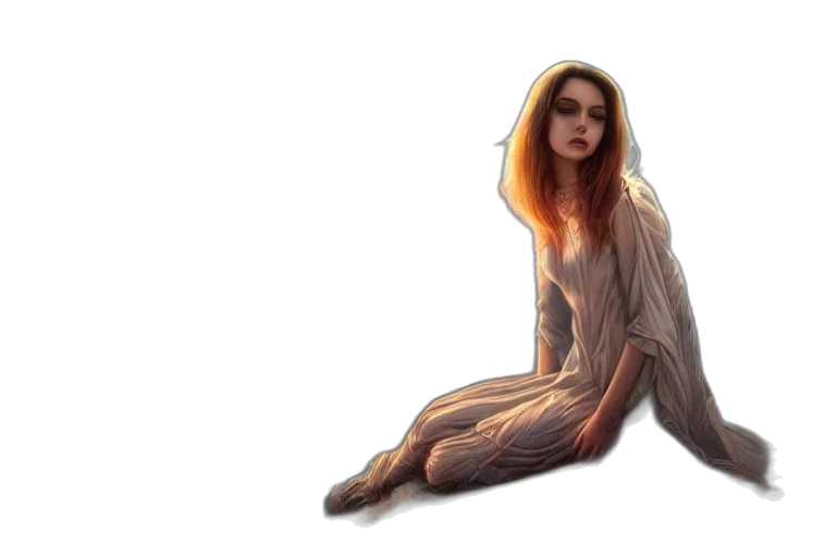 dress, creature, hair, face transparent PNG cut-out