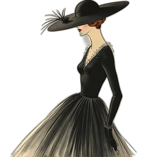 hat, dress, concept art, cartoon transparent PNG cut-out